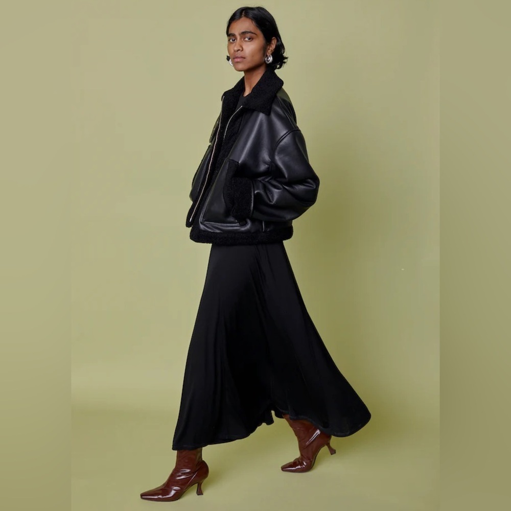 NOMIA NYC Designer Sz 12 Seamed Flared Maxi Dress in Black new without tag - Picture 16 of 16